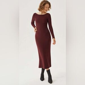 NWT OGL Mid Thermal Open Back Brami Midi Dress - Ruby Size XS